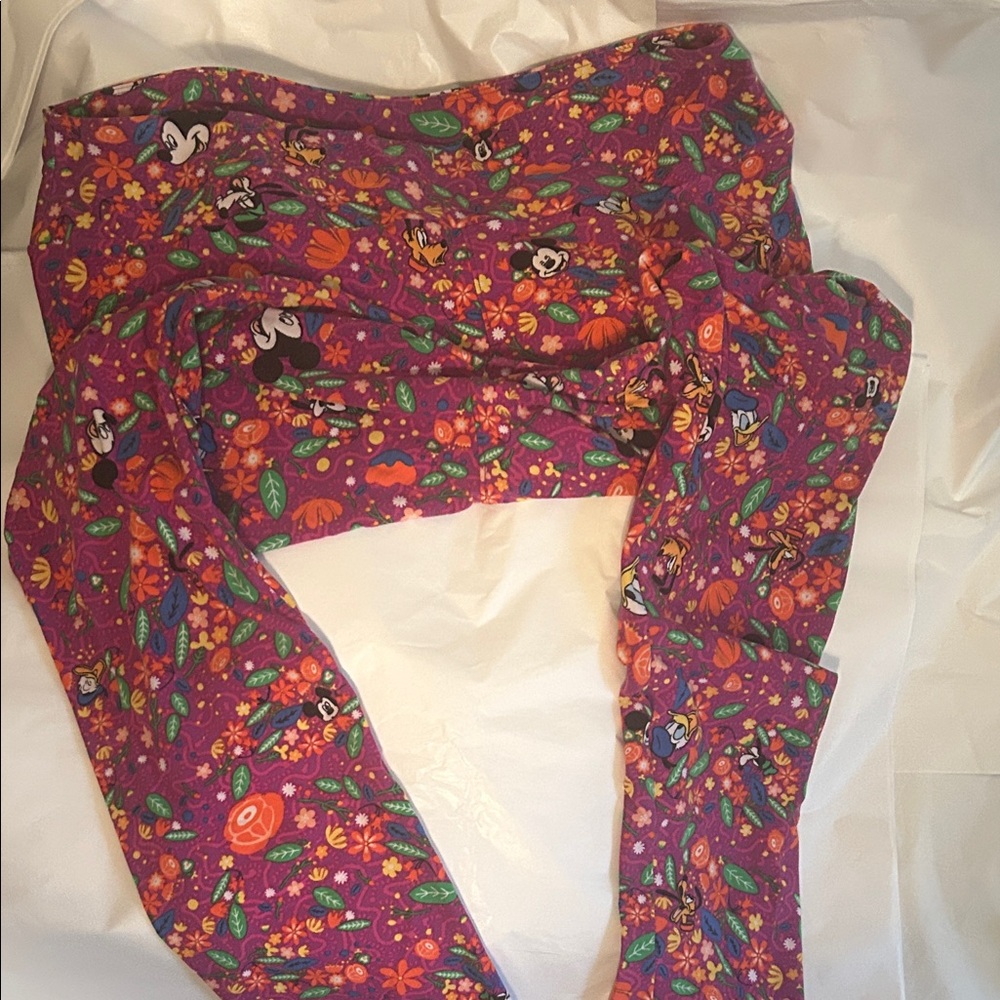 LuLaRoe Purple Floral Disney Character Leggings